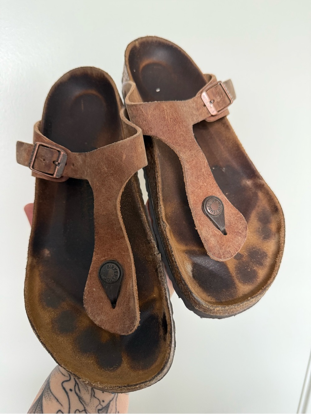 Birkenstock Brown Suede Thong Sandals with Buckle